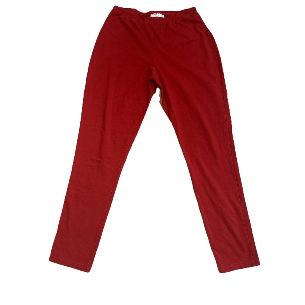 Women with Control Tall Fit Pull-On Knit Leggings pants Red Size Large Tall
